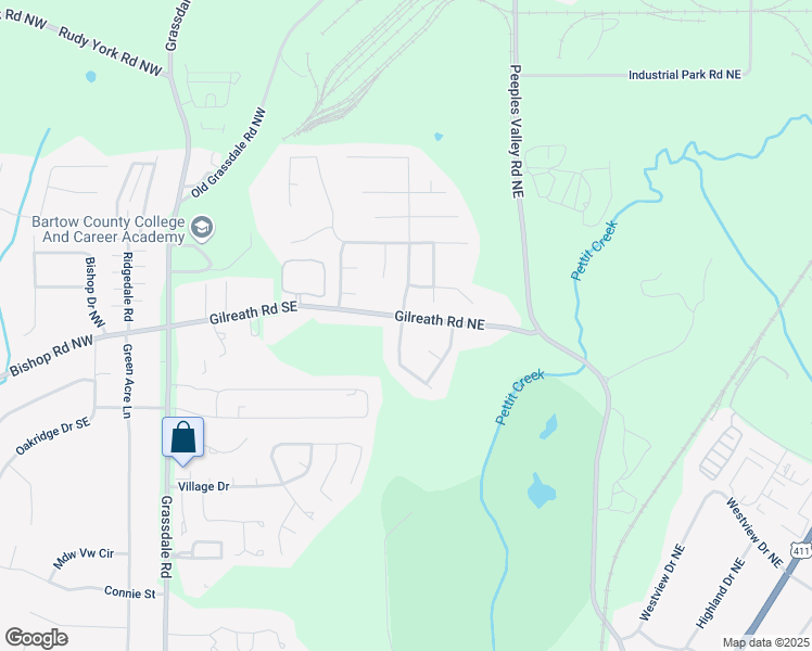 map of restaurants, bars, coffee shops, grocery stores, and more near 170 Gilreath Road Northwest in Cartersville