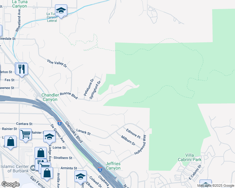 map of restaurants, bars, coffee shops, grocery stores, and more near 9972 Roscoe Boulevard in Los Angeles