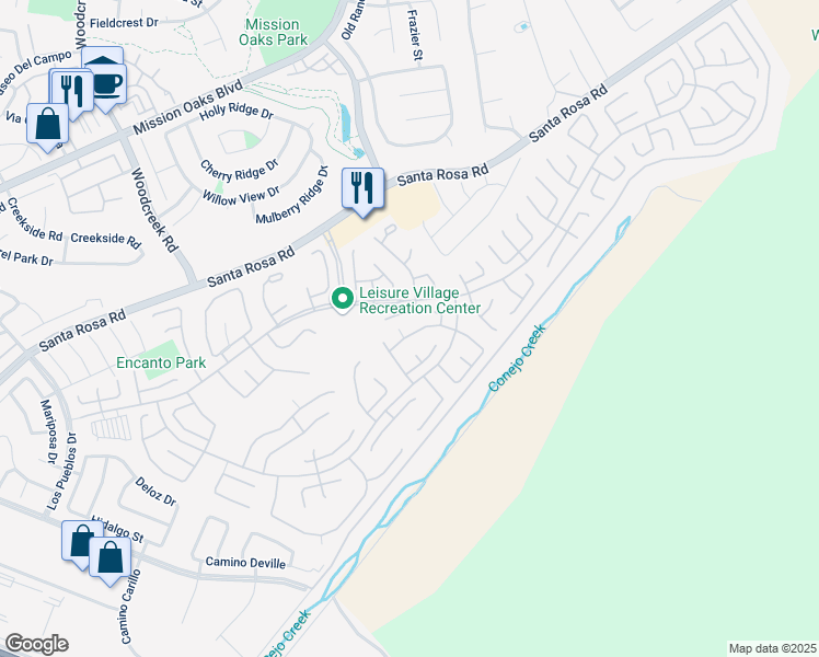map of restaurants, bars, coffee shops, grocery stores, and more near 25313 Village 25 in Camarillo