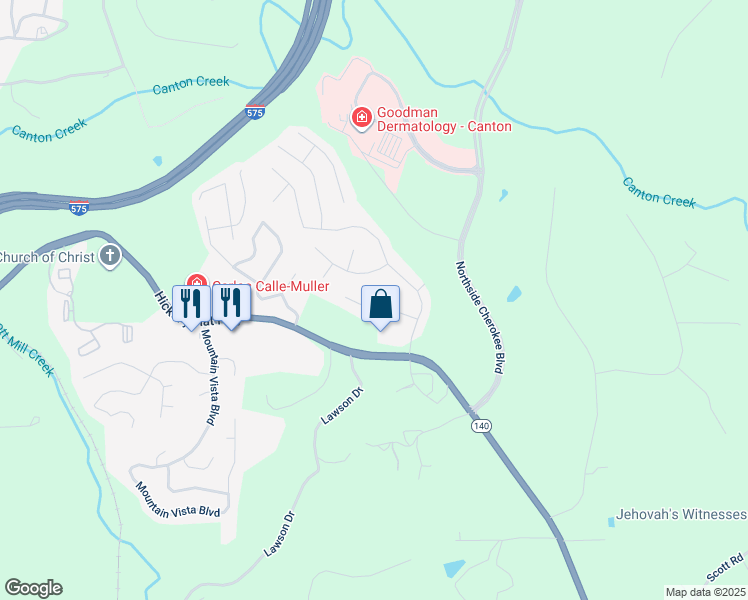map of restaurants, bars, coffee shops, grocery stores, and more near 1167 Lightfoot Drive in Canton
