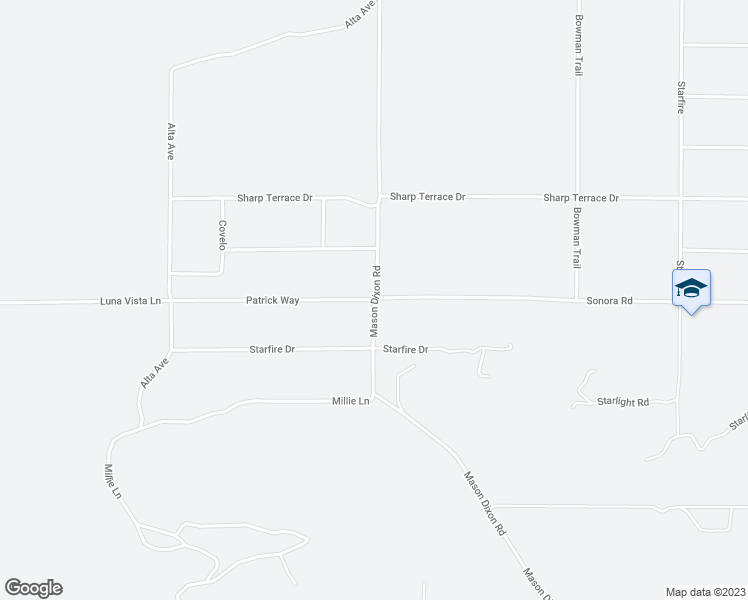 map of restaurants, bars, coffee shops, grocery stores, and more near Patrick Way in Joshua Tree