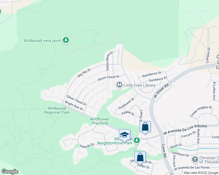 map of restaurants, bars, coffee shops, grocery stores, and more near 3144 Indian Mesa Drive in Thousand Oaks