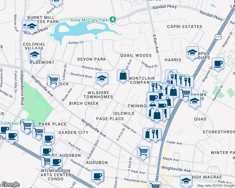 map of restaurants, bars, coffee shops, grocery stores, and more near 819 Bonham Avenue in Wilmington