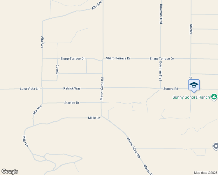 map of restaurants, bars, coffee shops, grocery stores, and more near 60150 Patrick Way in Yucca Valley