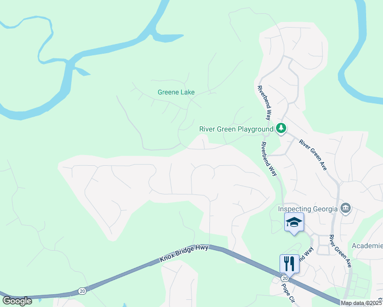 map of restaurants, bars, coffee shops, grocery stores, and more near 321 River Green Avenue in Canton