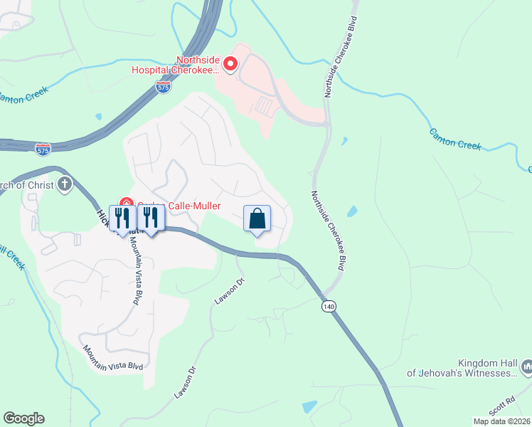 map of restaurants, bars, coffee shops, grocery stores, and more near 411 Lightfoot Court in Canton