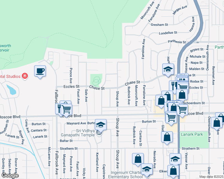 map of restaurants, bars, coffee shops, grocery stores, and more near 8394 Sausalito Avenue in Los Angeles
