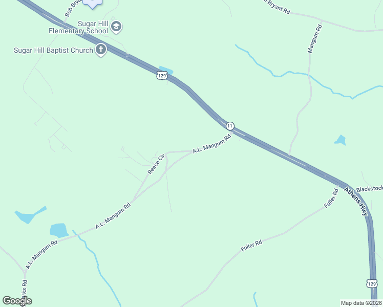 map of restaurants, bars, coffee shops, grocery stores, and more near 3655 Mangum Road in Talmo