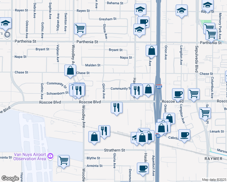 map of restaurants, bars, coffee shops, grocery stores, and more near 8336 Blewett Avenue in Los Angeles