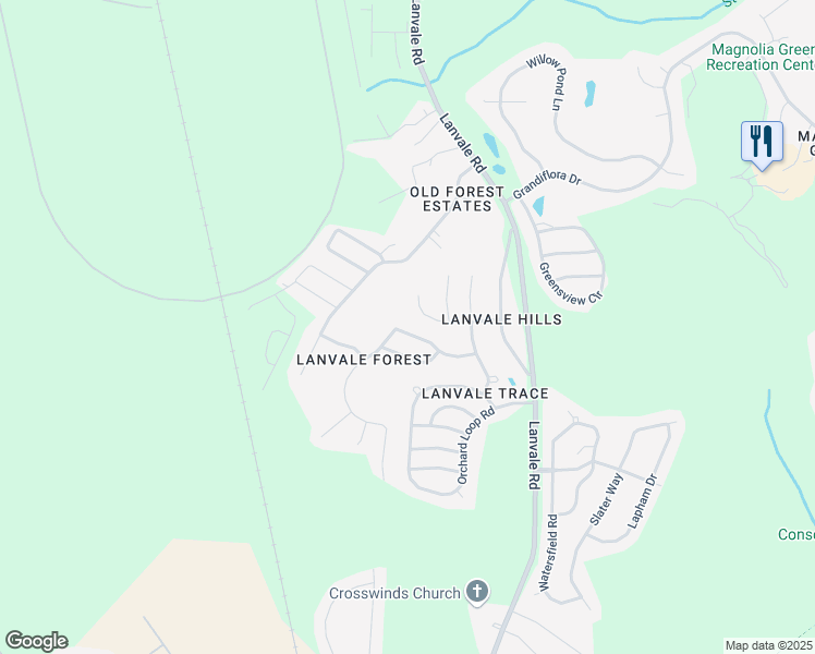 map of restaurants, bars, coffee shops, grocery stores, and more near 8560 Glasgow Street Northeast in Leland