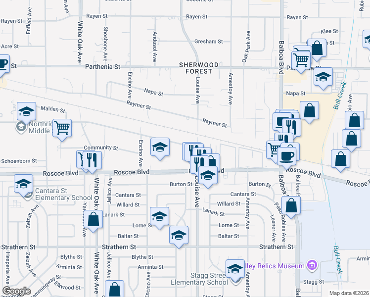 map of restaurants, bars, coffee shops, grocery stores, and more near in Los Angeles