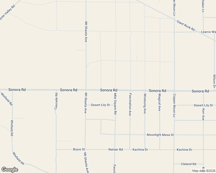 map of restaurants, bars, coffee shops, grocery stores, and more near 66028 Sonora Road in Joshua Tree