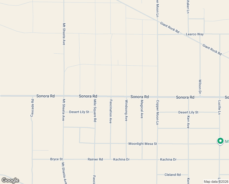 map of restaurants, bars, coffee shops, grocery stores, and more near 66220 Sonora Road in Joshua Tree