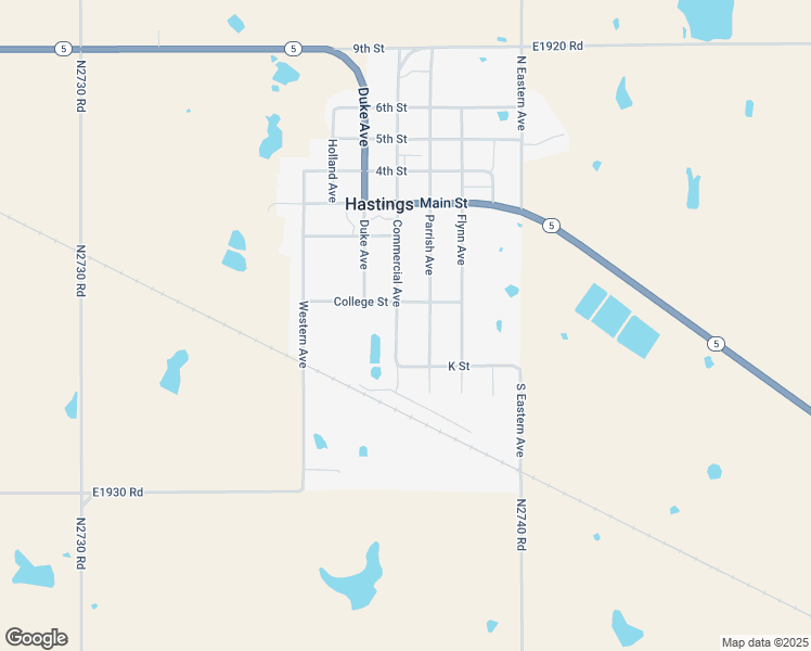 map of restaurants, bars, coffee shops, grocery stores, and more near 412 Commercial Avenue in Hastings