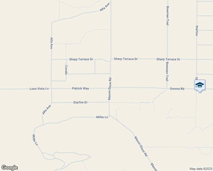 map of restaurants, bars, coffee shops, grocery stores, and more near 1674 Mason Dixon Road in Joshua Tree