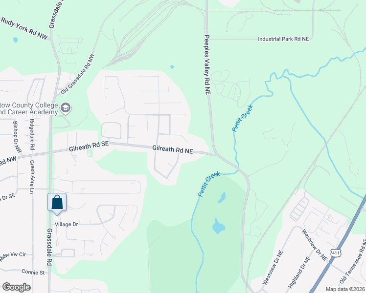 map of restaurants, bars, coffee shops, grocery stores, and more near 218 Gilreath Road Northeast in Cartersville