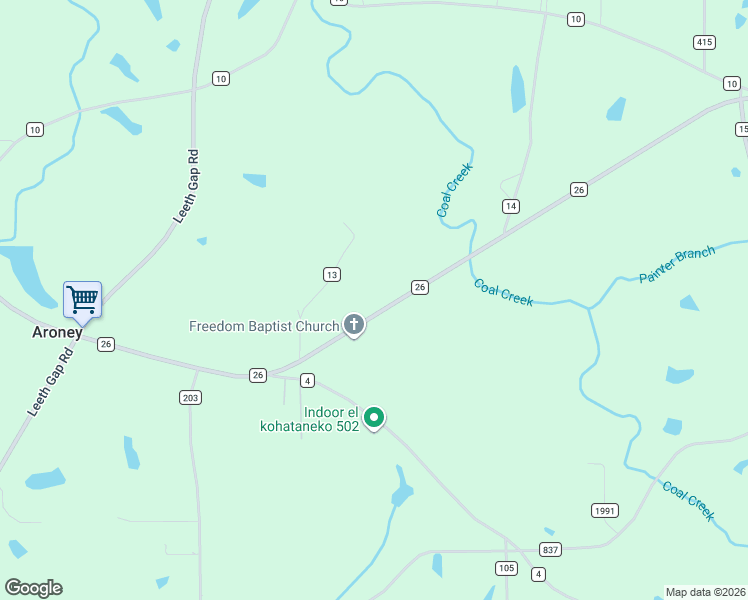 map of restaurants, bars, coffee shops, grocery stores, and more near 5616 County Road 26 in Boaz