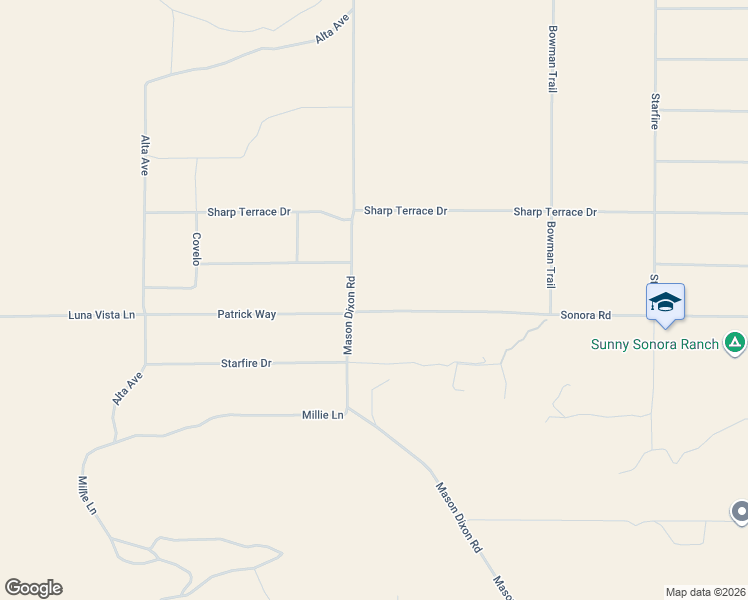 map of restaurants, bars, coffee shops, grocery stores, and more near 60150 Patrick Way in Joshua Tree