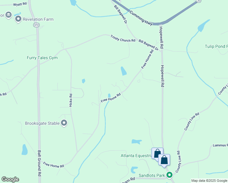 map of restaurants, bars, coffee shops, grocery stores, and more near 955 Free Home Road in Canton