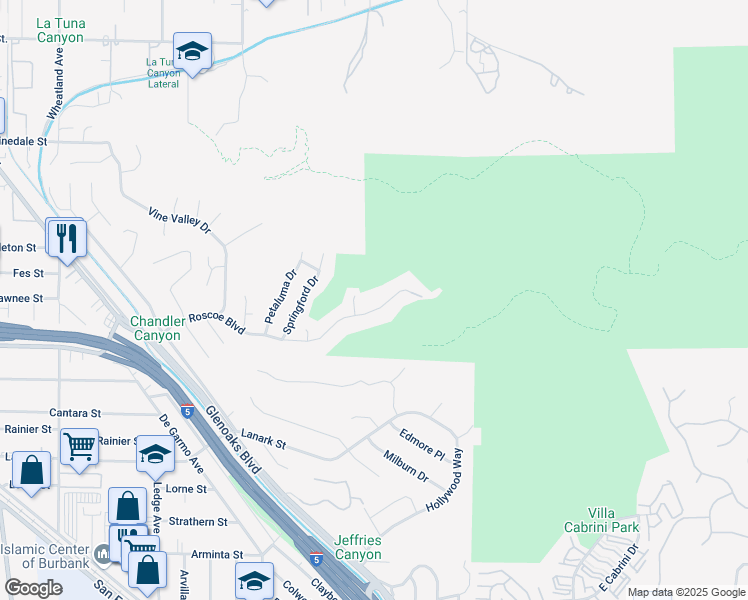 map of restaurants, bars, coffee shops, grocery stores, and more near 9972 Roscoe Boulevard in Los Angeles
