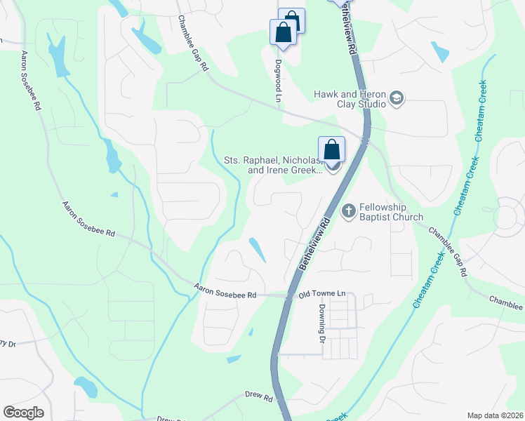 map of restaurants, bars, coffee shops, grocery stores, and more near 3695 Valleyway Road in Cumming
