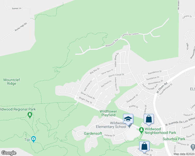 map of restaurants, bars, coffee shops, grocery stores, and more near 3284 Silver Spur Court in Thousand Oaks