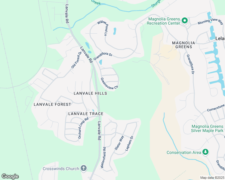 map of restaurants, bars, coffee shops, grocery stores, and more near 1183 Greensview Circle in Leland