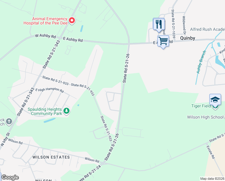 map of restaurants, bars, coffee shops, grocery stores, and more near 514 East McIver Road in Florence