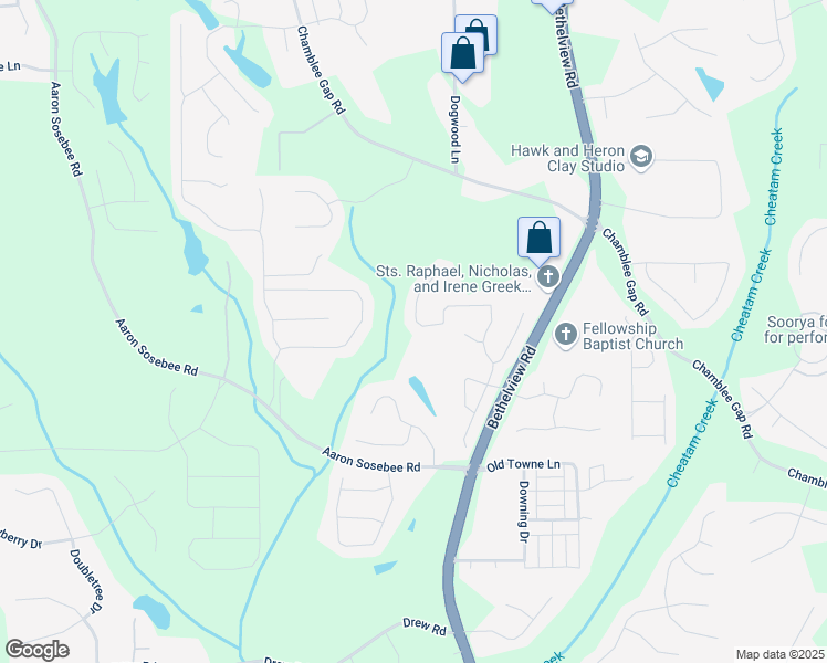 map of restaurants, bars, coffee shops, grocery stores, and more near 3745 Valleyway Road in Cumming