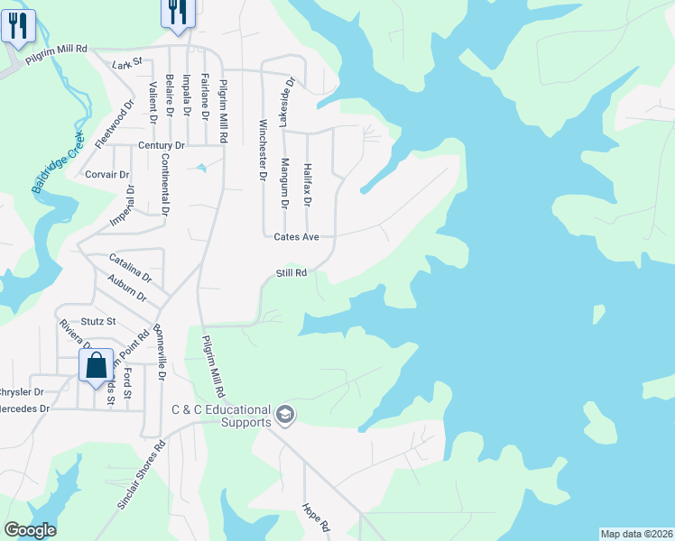 map of restaurants, bars, coffee shops, grocery stores, and more near 3240 Still Road in Cumming