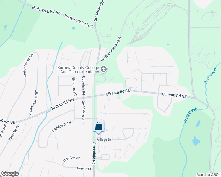 map of restaurants, bars, coffee shops, grocery stores, and more near 65 Gilreath Road Southeast in Cartersville