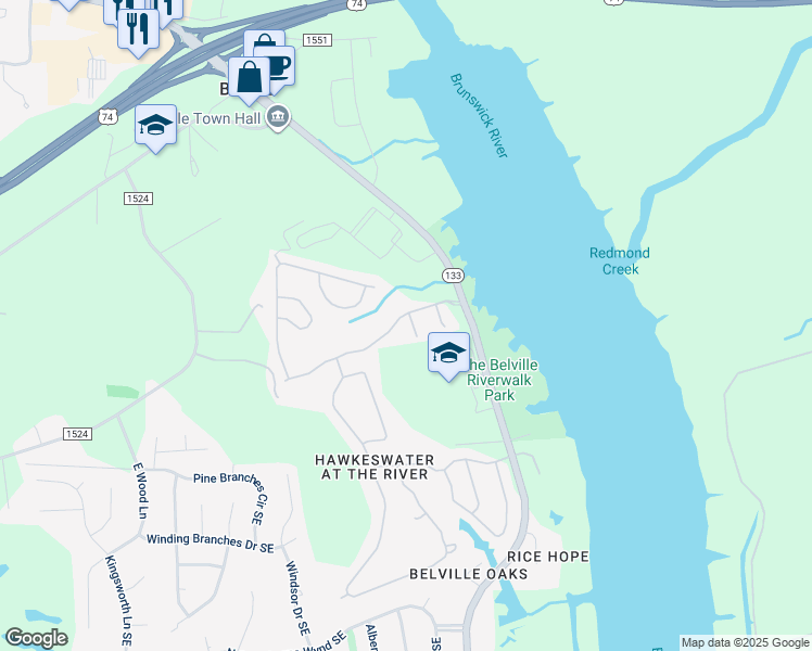 map of restaurants, bars, coffee shops, grocery stores, and more near 573 Lune Court in Leland