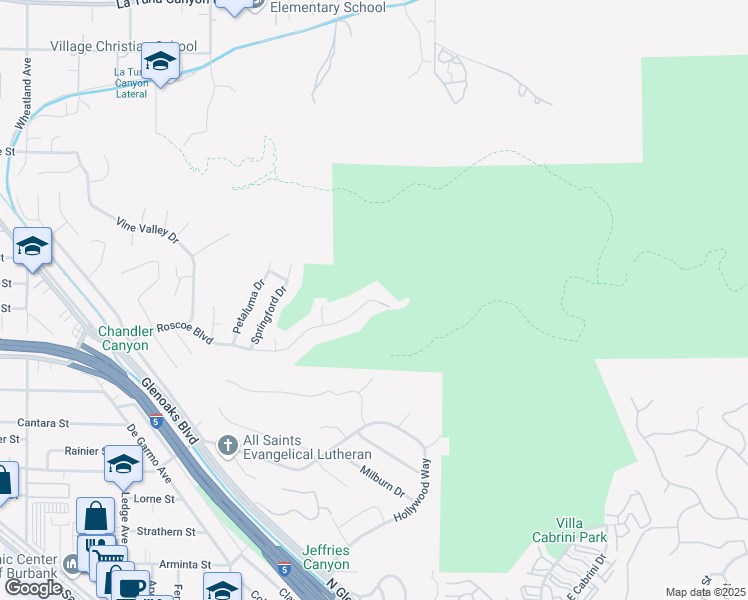 map of restaurants, bars, coffee shops, grocery stores, and more near 9915 Roscoe Boulevard in Los Angeles