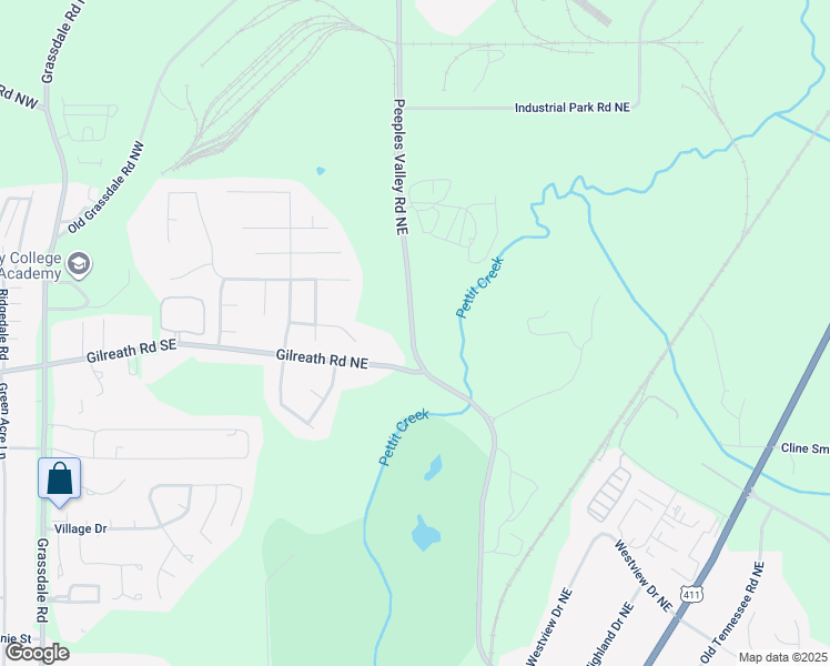 map of restaurants, bars, coffee shops, grocery stores, and more near 353-379 Peeples Valley Road Northeast in Cartersville