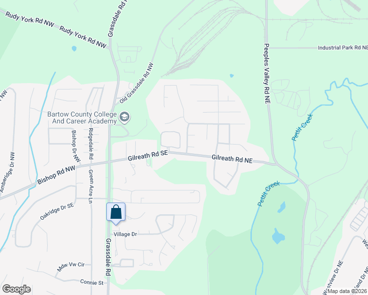 map of restaurants, bars, coffee shops, grocery stores, and more near 13 Spring Folly Northwest in Cartersville
