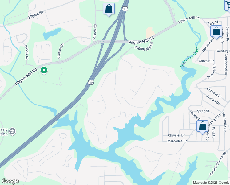 map of restaurants, bars, coffee shops, grocery stores, and more near 1925 Pilgrim Mill Circle in Cumming