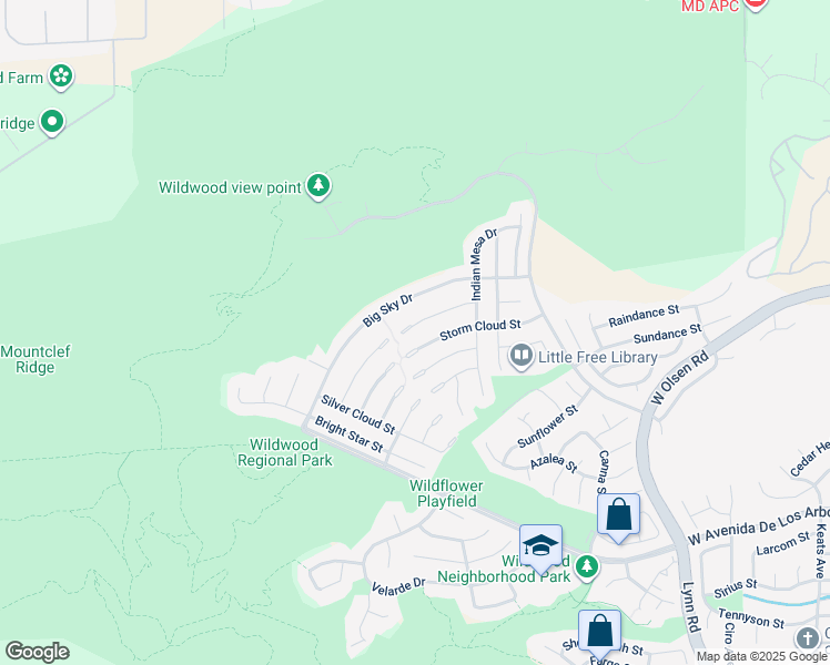 map of restaurants, bars, coffee shops, grocery stores, and more near 3306 Silver Spur Court in Thousand Oaks