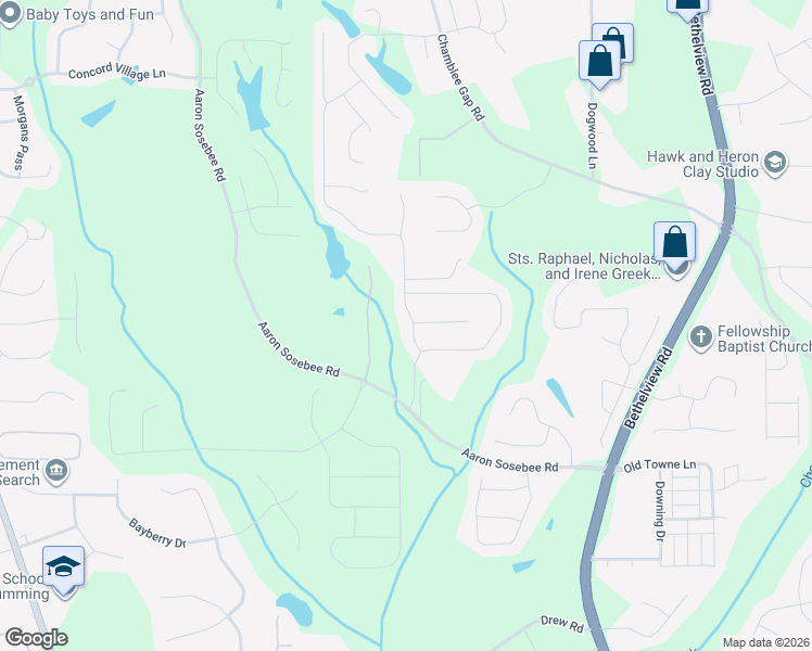 map of restaurants, bars, coffee shops, grocery stores, and more near 5210 Vendelay Lane in Cumming