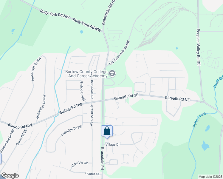 map of restaurants, bars, coffee shops, grocery stores, and more near 17 Fieldstone Court Northwest in Cartersville