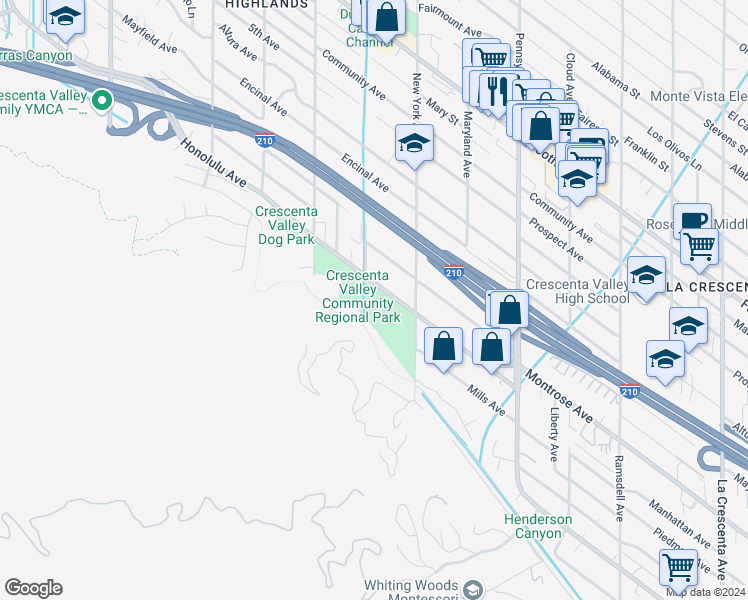 map of restaurants, bars, coffee shops, grocery stores, and more near 3344 Montrose Avenue in Glendale