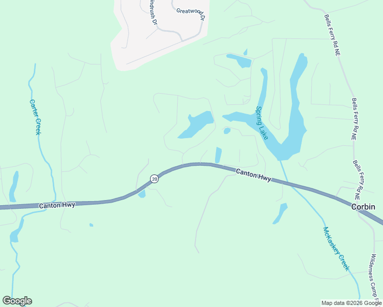 map of restaurants, bars, coffee shops, grocery stores, and more near 14 Timberlake Cove Northeast in Cartersville