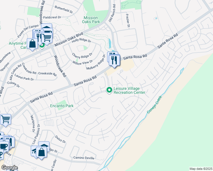map of restaurants, bars, coffee shops, grocery stores, and more near 11220 Village 11 in Camarillo