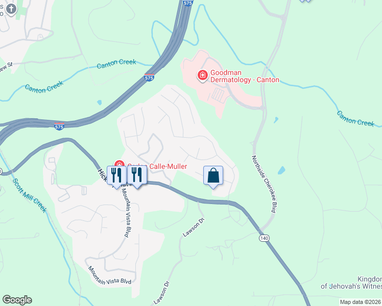 map of restaurants, bars, coffee shops, grocery stores, and more near 2381 Trenton Drive in Canton