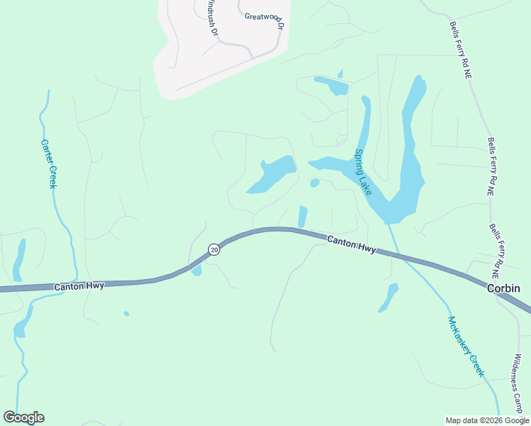map of restaurants, bars, coffee shops, grocery stores, and more near 14 Timberlake Cove NE in Cartersville