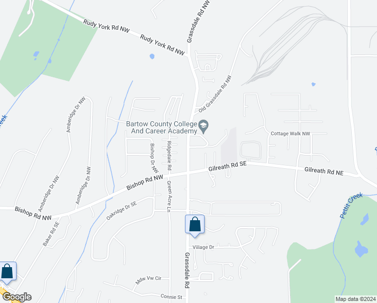 map of restaurants, bars, coffee shops, grocery stores, and more near 729 Grassdale Road in Cartersville