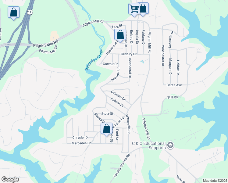 map of restaurants, bars, coffee shops, grocery stores, and more near 3425 Catalina Drive in Cumming