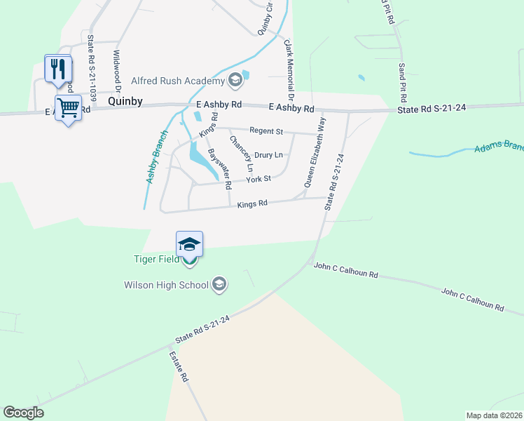 map of restaurants, bars, coffee shops, grocery stores, and more near 77 Kings Road in Florence