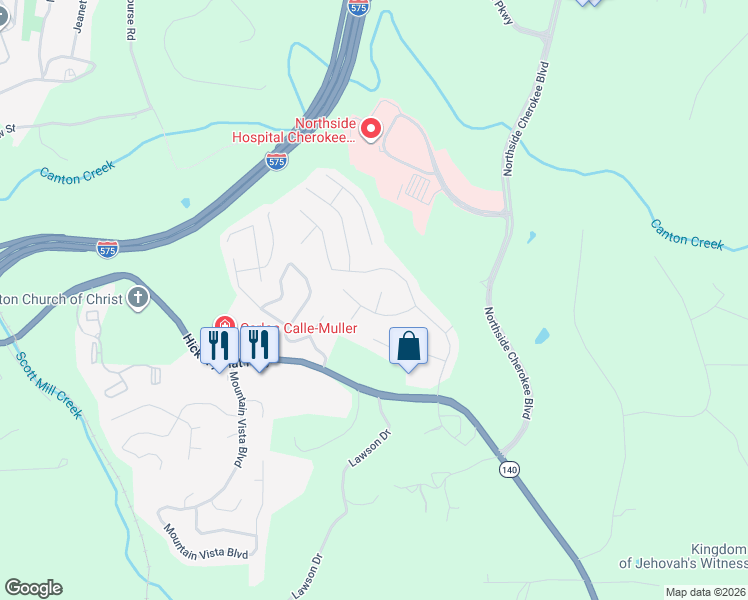 map of restaurants, bars, coffee shops, grocery stores, and more near 210 Corley Chase in Canton