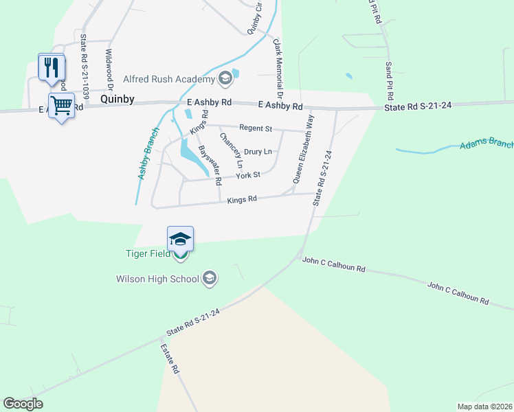 map of restaurants, bars, coffee shops, grocery stores, and more near 77 Kings Road in Florence