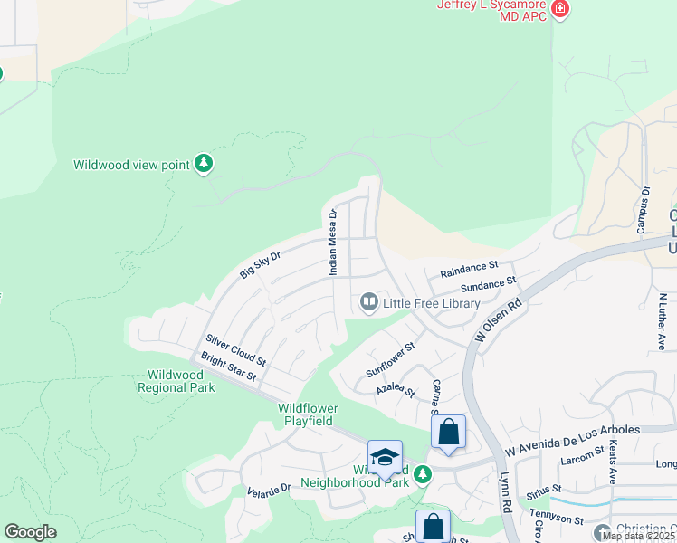 map of restaurants, bars, coffee shops, grocery stores, and more near 3288 Indian Mesa Drive in Thousand Oaks